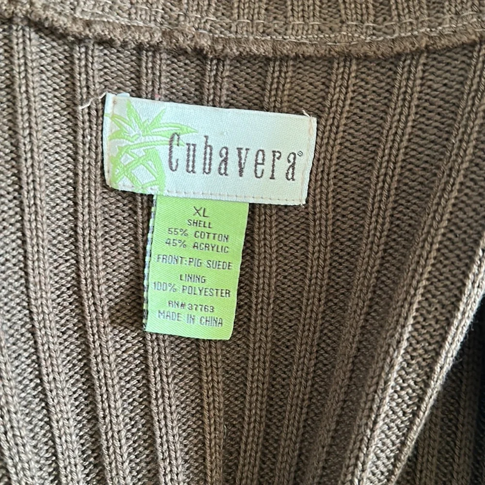 Cubavera Men's Tan Suede and Knit Zip Up Jacket size XL